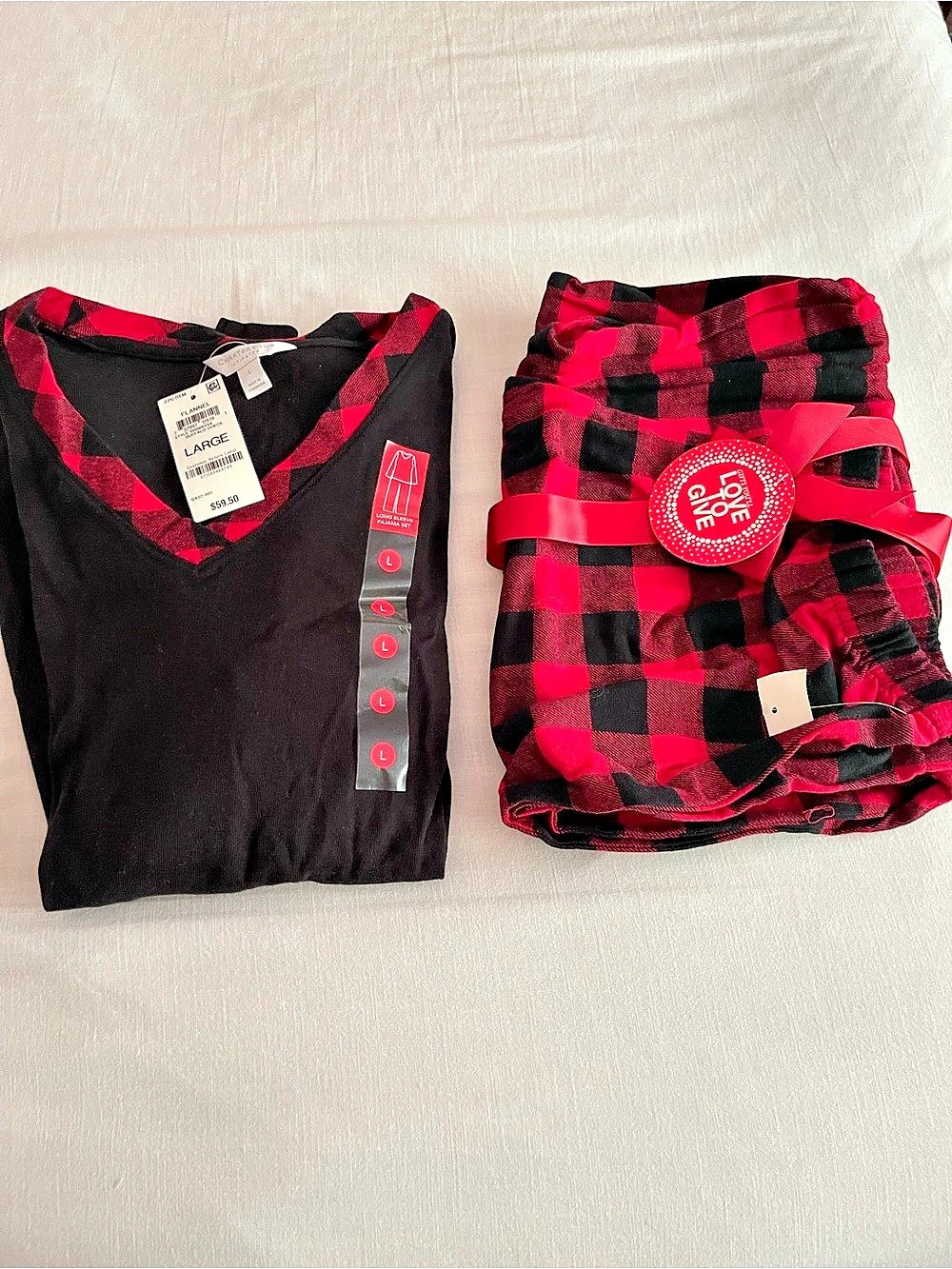 Aerie Plaid Pajama Set in Black & Pink Size Large NWT